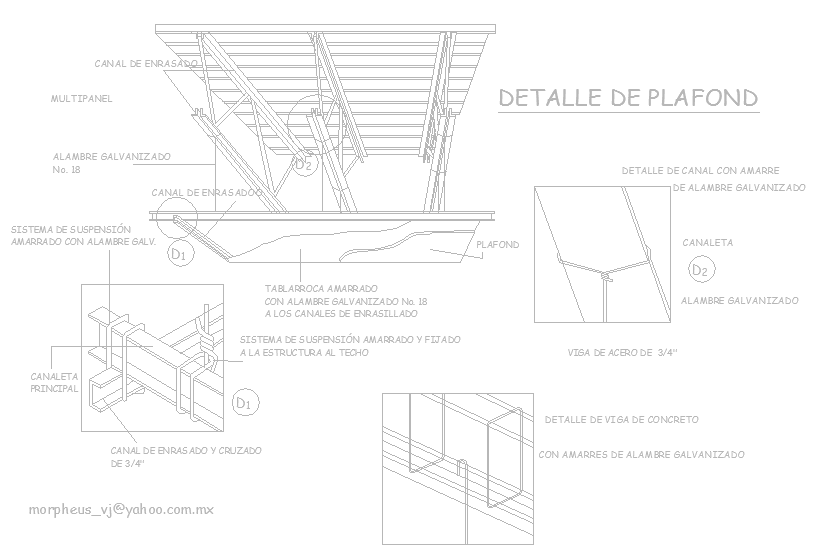Details Of Suspended Ceiling In Isometric