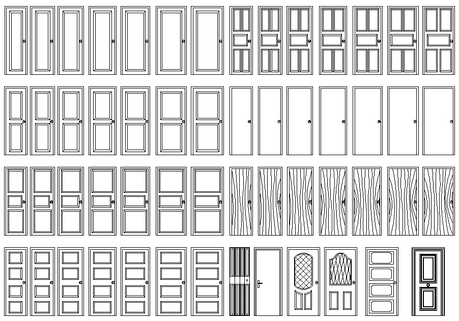 Different Types of door AutoCAD drawing Cadbull