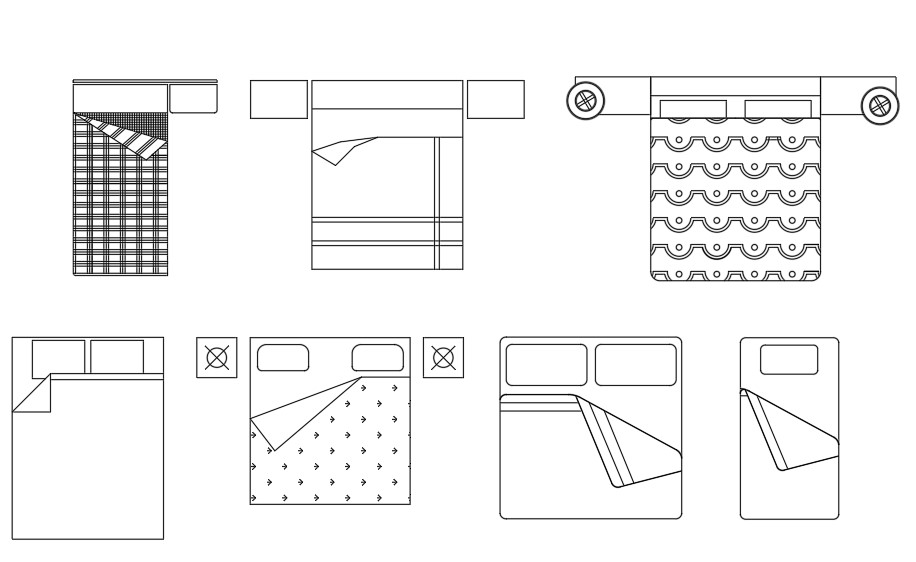 Different types of 2d Bed design Autocad furniture drawing blocks ...