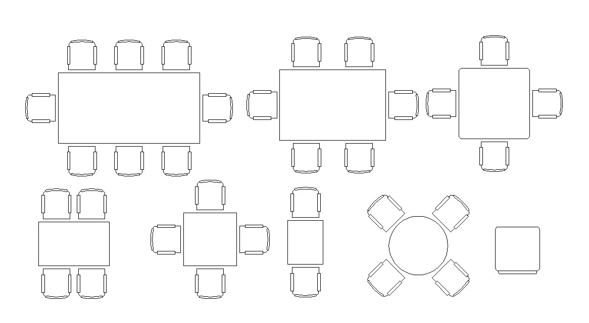 dining room tables cad blocks