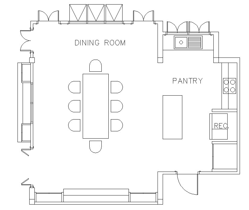 Dining room plan detail dwg. - Cadbull