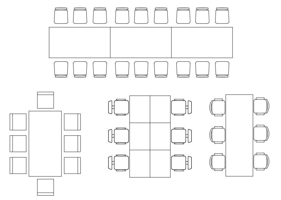 Dining Table And Chair CAD Blocks Top View Drawing Free Download DWG ...