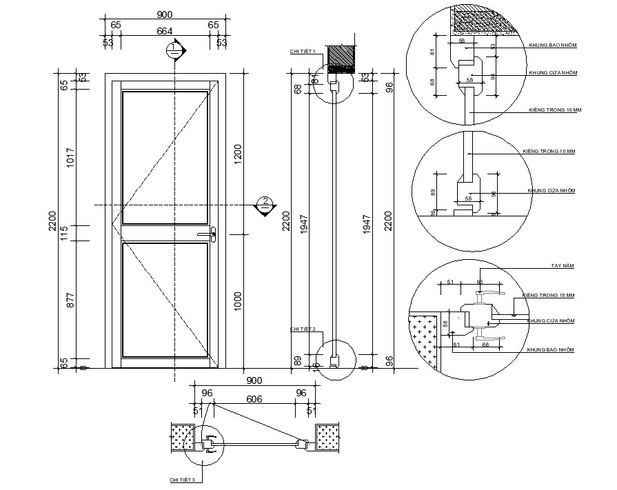 Door Drawing With Dimensions Cadbull