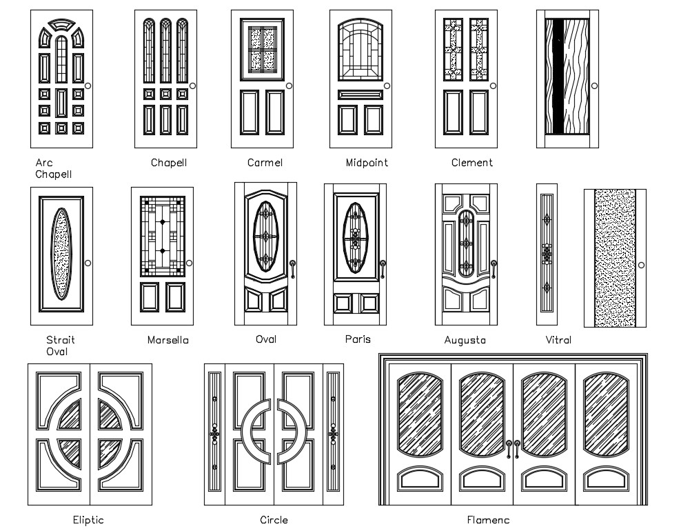 Door Elevation Drawing Cadbull