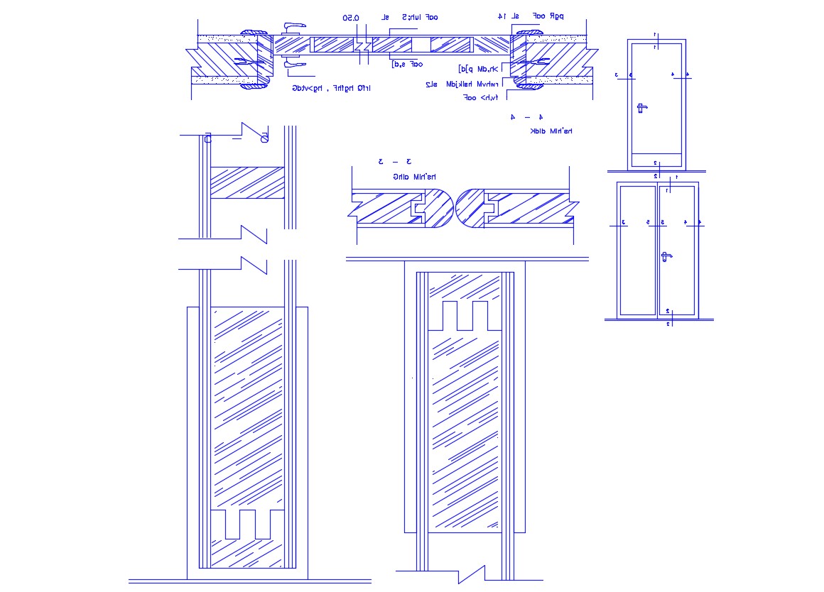 Door Elevation With Installation Section Drawing DWG File - Cadbull