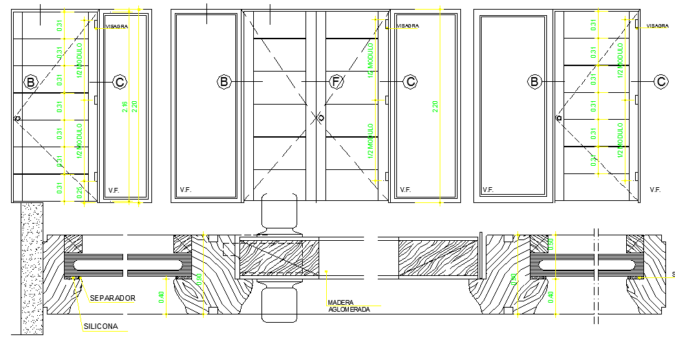  Door  Elevation  and Section  Details dwg  file Cadbull