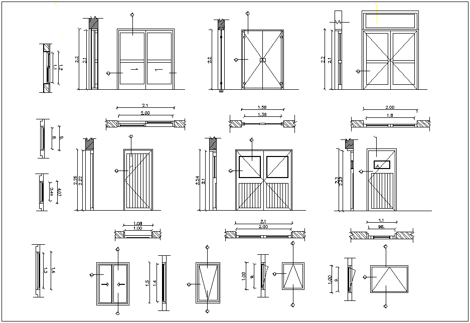 Door and window detail view dwg file - Cadbull