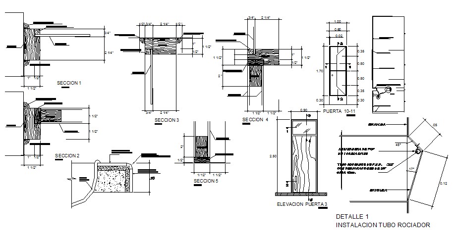 Door installation details of public hygiene services dwg file - Cadbull