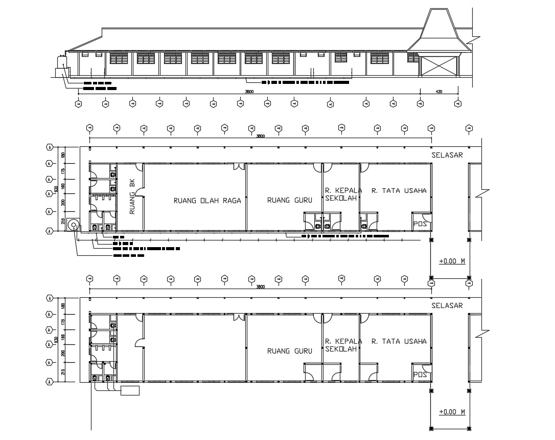 Dormitory Elevation And Layout Plan Design Autocad Drawing Cadbull