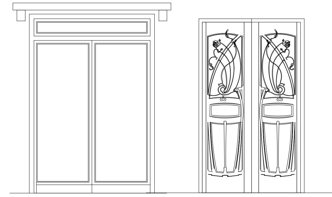 Double Door Blocks Elevation Design AutoCAD Drawing Free Download - Cadbull