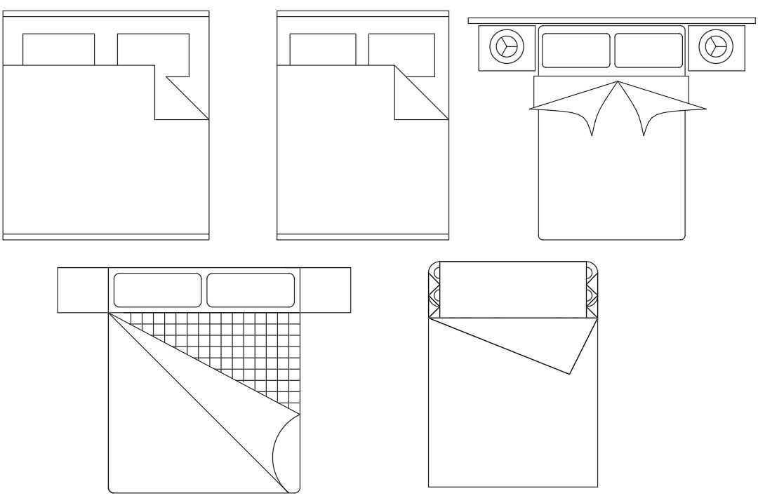 Double Bed CAD Blocks Drawing Free DWG File - Cadbull