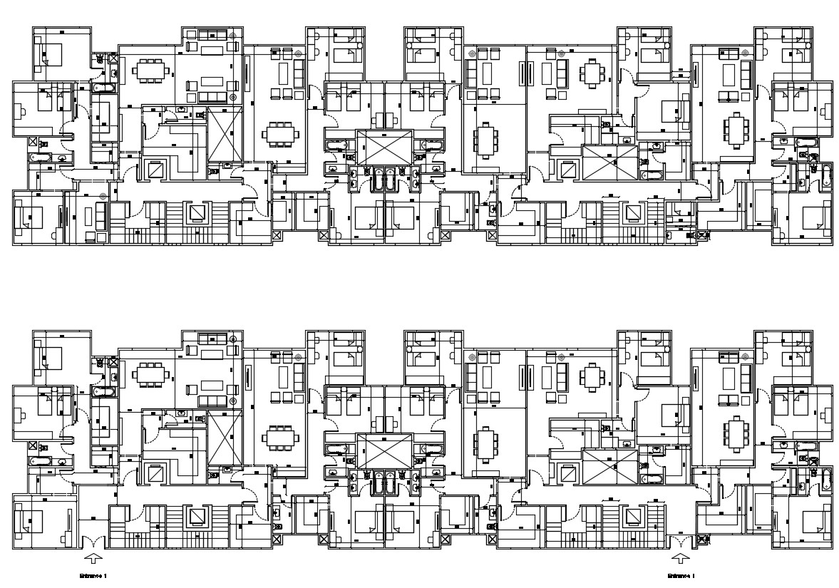 Download Apartment Building Floor Plan Cad Drawing Cadbull