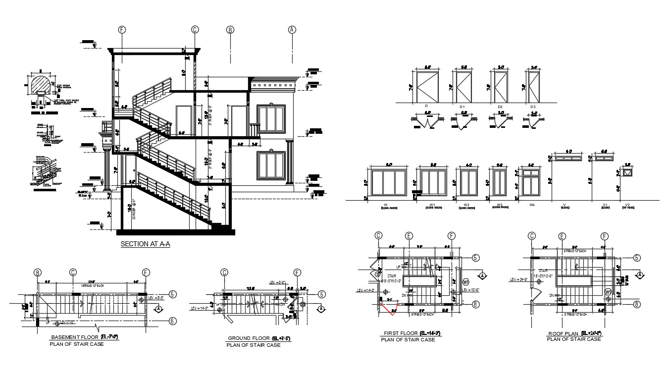 Download Best Stair Section Design With Plan And Door 