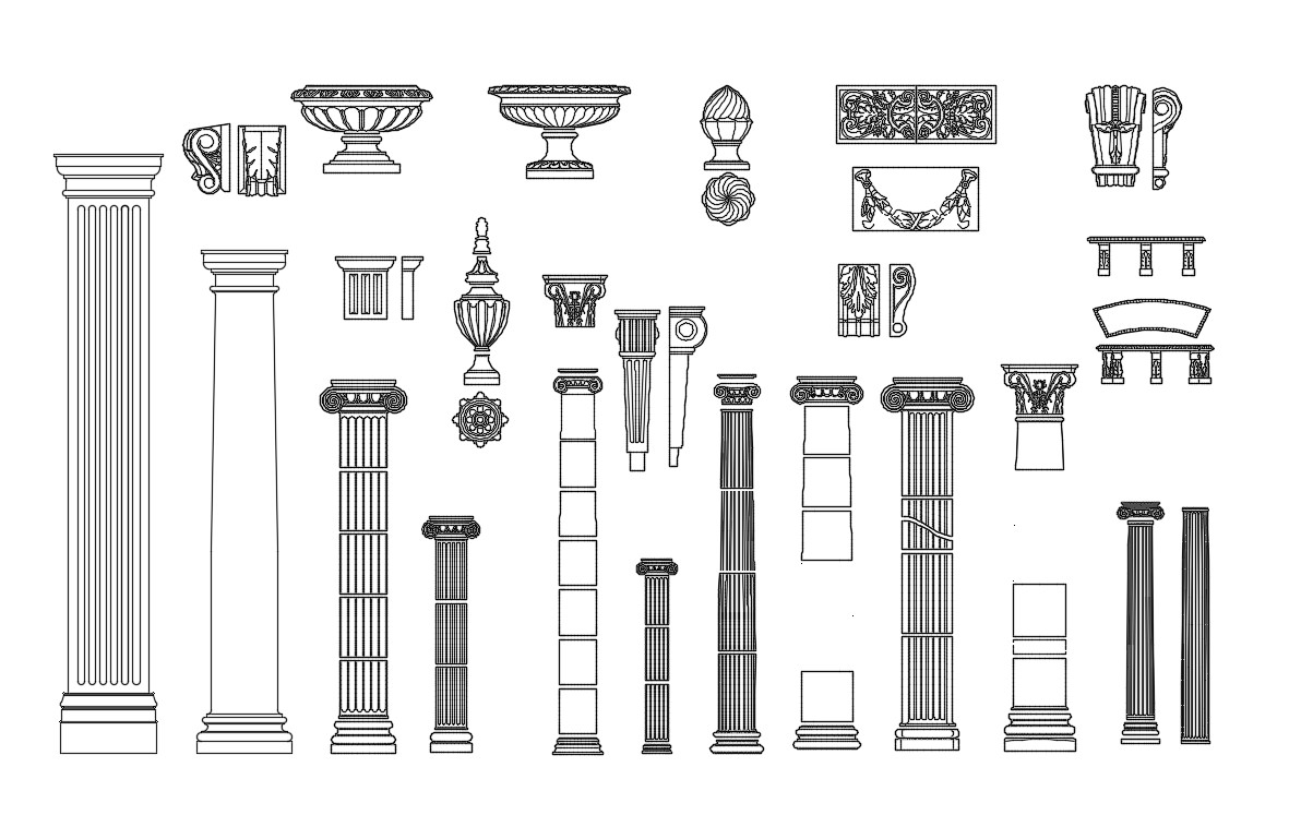 Download Free Craving Tradition Column Design DWG File - Cadbull