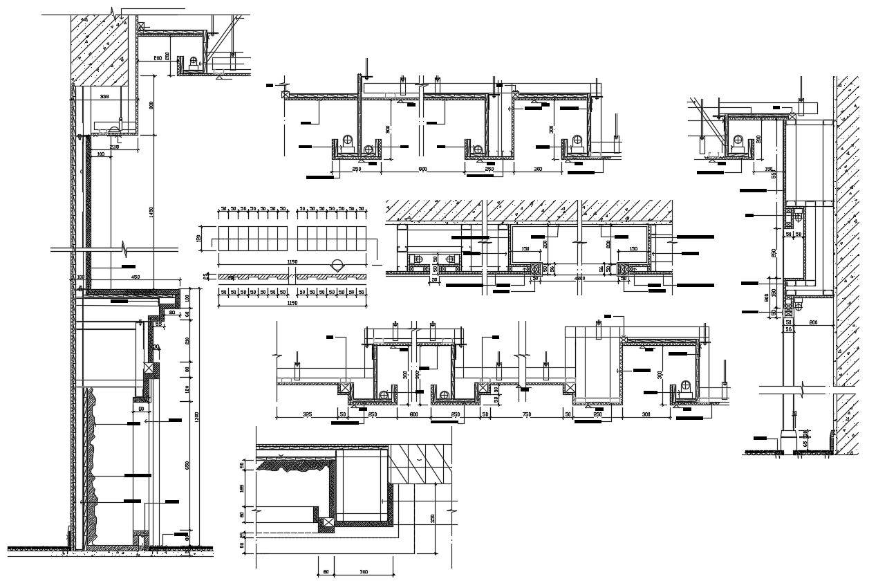 Download The Commercial Facade Glass Section With Dimension AutoCAD ...