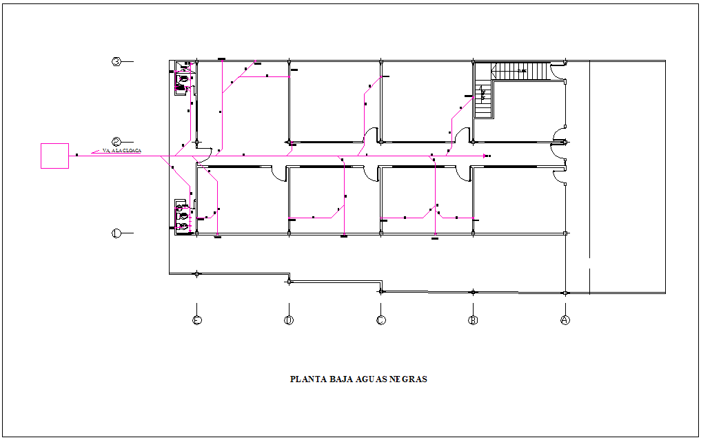 Drain water line plan for housing ground floor pan with