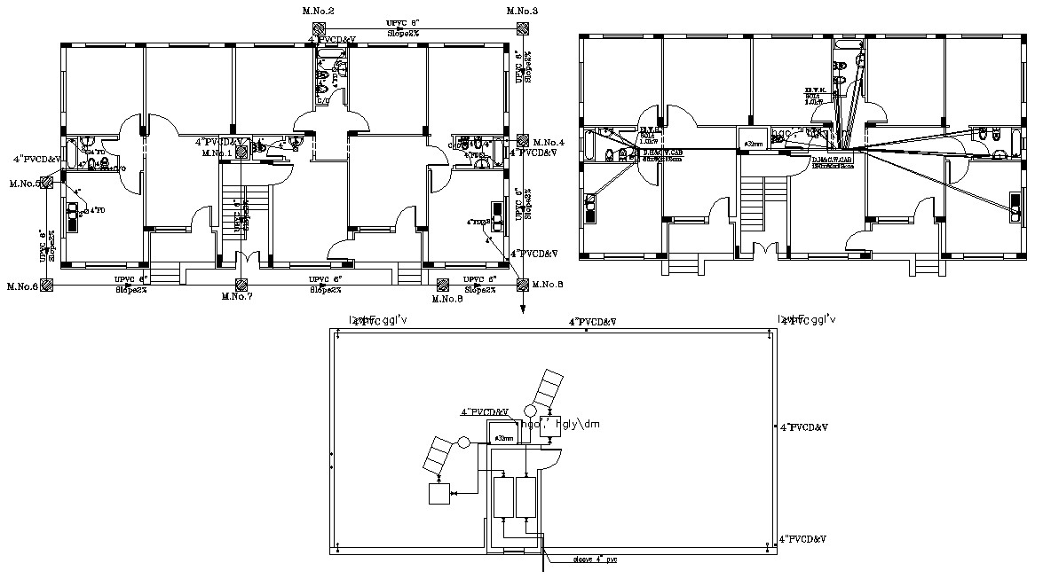 Drainage And Plumbing Line Plan Of Apartment Design Cadbull