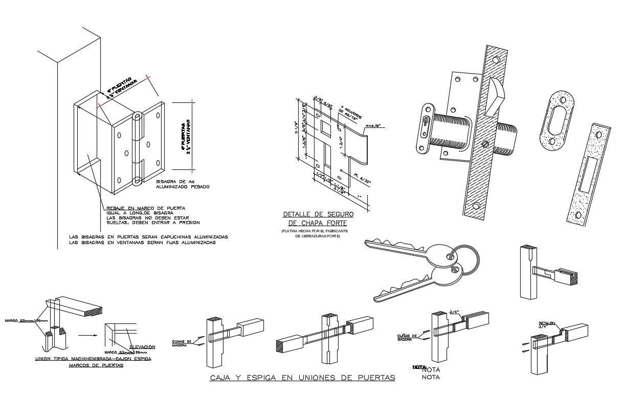 Drawing of different type of joints and bolts in autocad - Cadbull