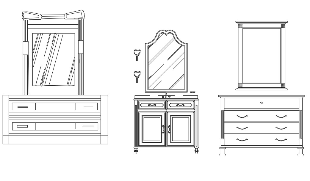 Dressing Table CAD Blocks Free Download DWG File - Cadbull