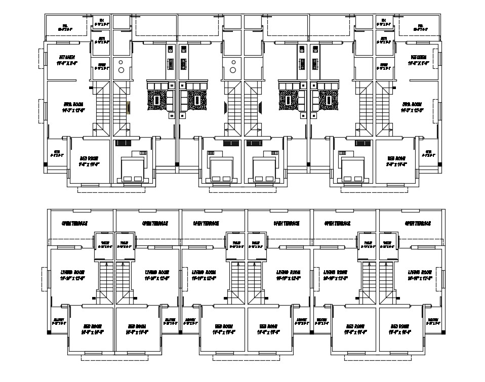 Duplex House Plans In AutoCAD File - Cadbull