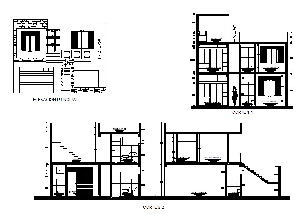 Dwg file of residential bungalow elevation - Cadbull