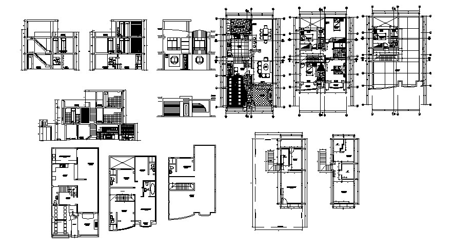 Dwg file of residential house with sections - Cadbull