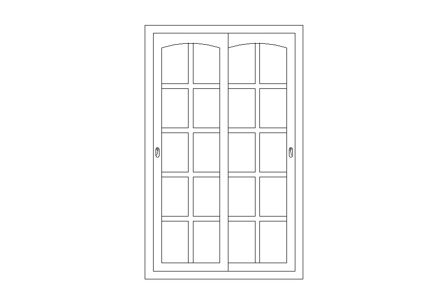 Dynamic double  door  elevation  block  cad  drawing details 