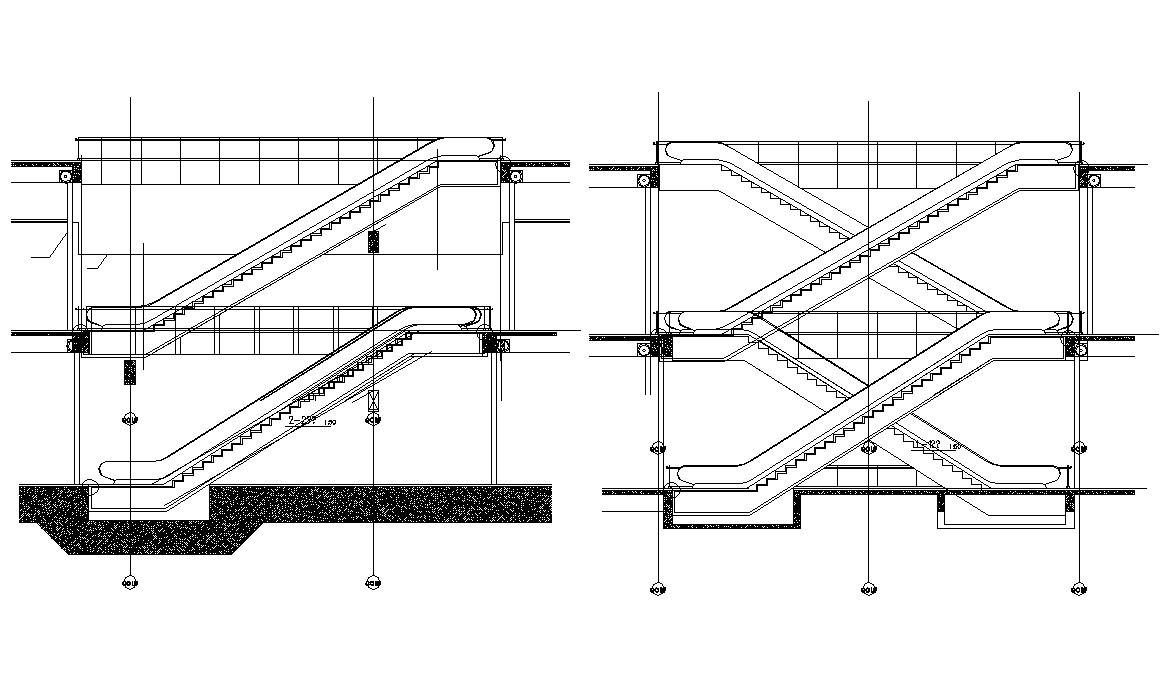 Electric Escalator Section Design AutoCAD Drawing Cadbull