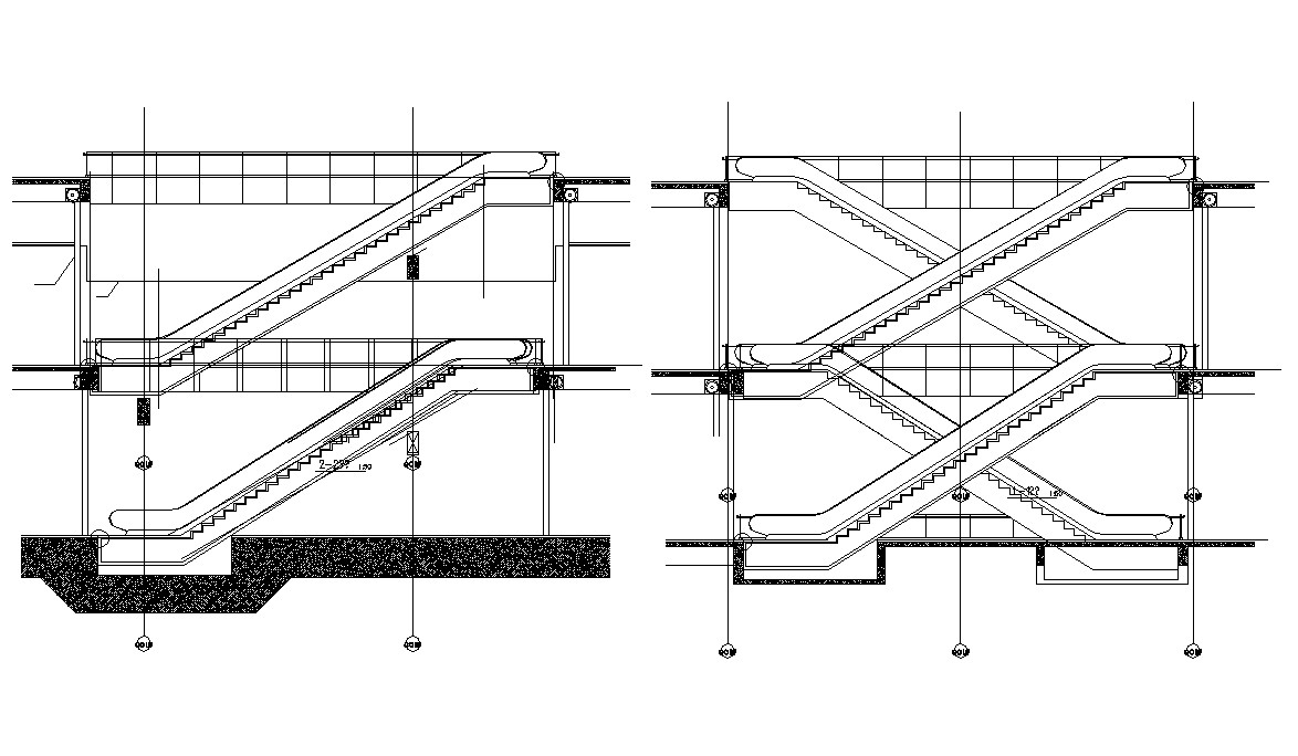 Electric Escalator Section Design AutoCAD Drawing - Cadbull