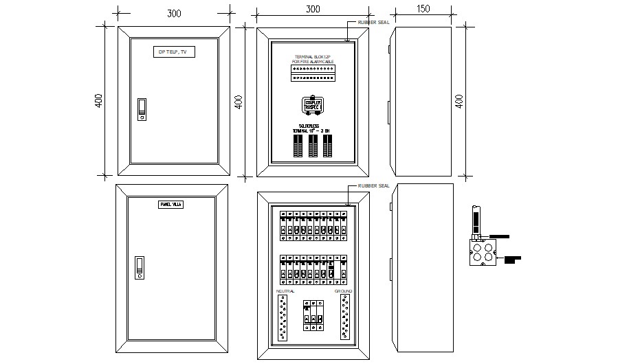 Electric Fuse Box Cad Drawing Cadbull