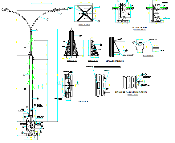 electric-installation-details-of-street-light-pole-dwg-file-cadbull