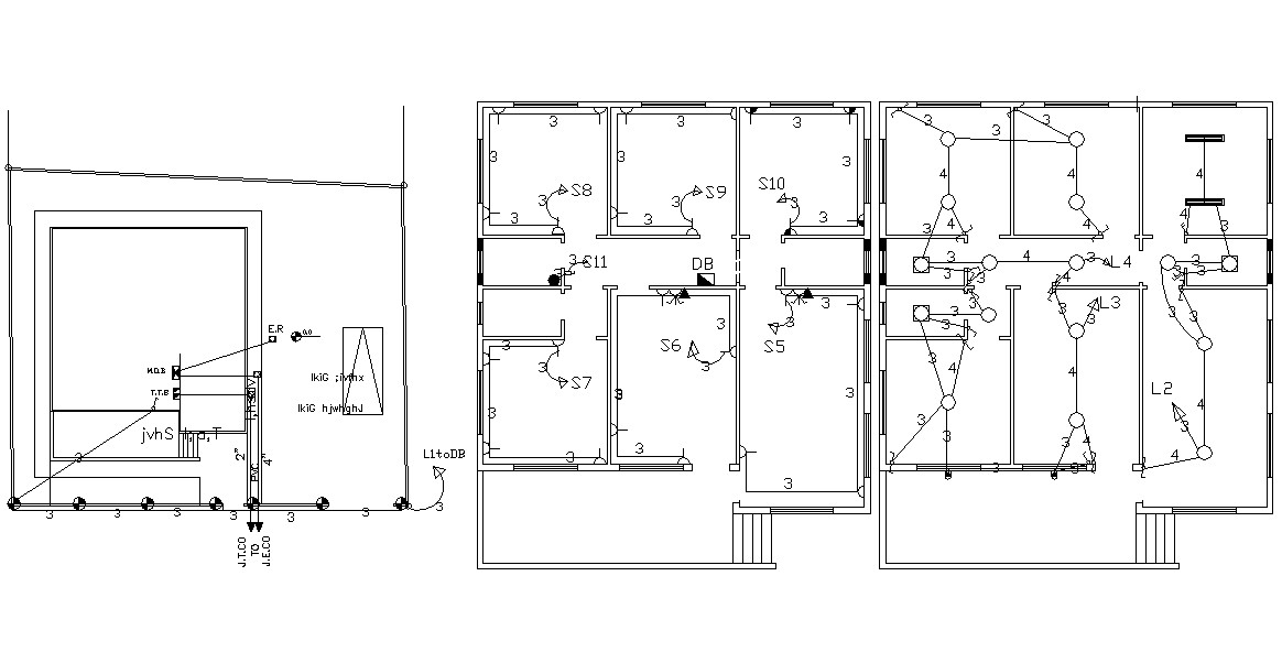 Electrical Layout Plan Of House Project CAD Drawing - Cadbull