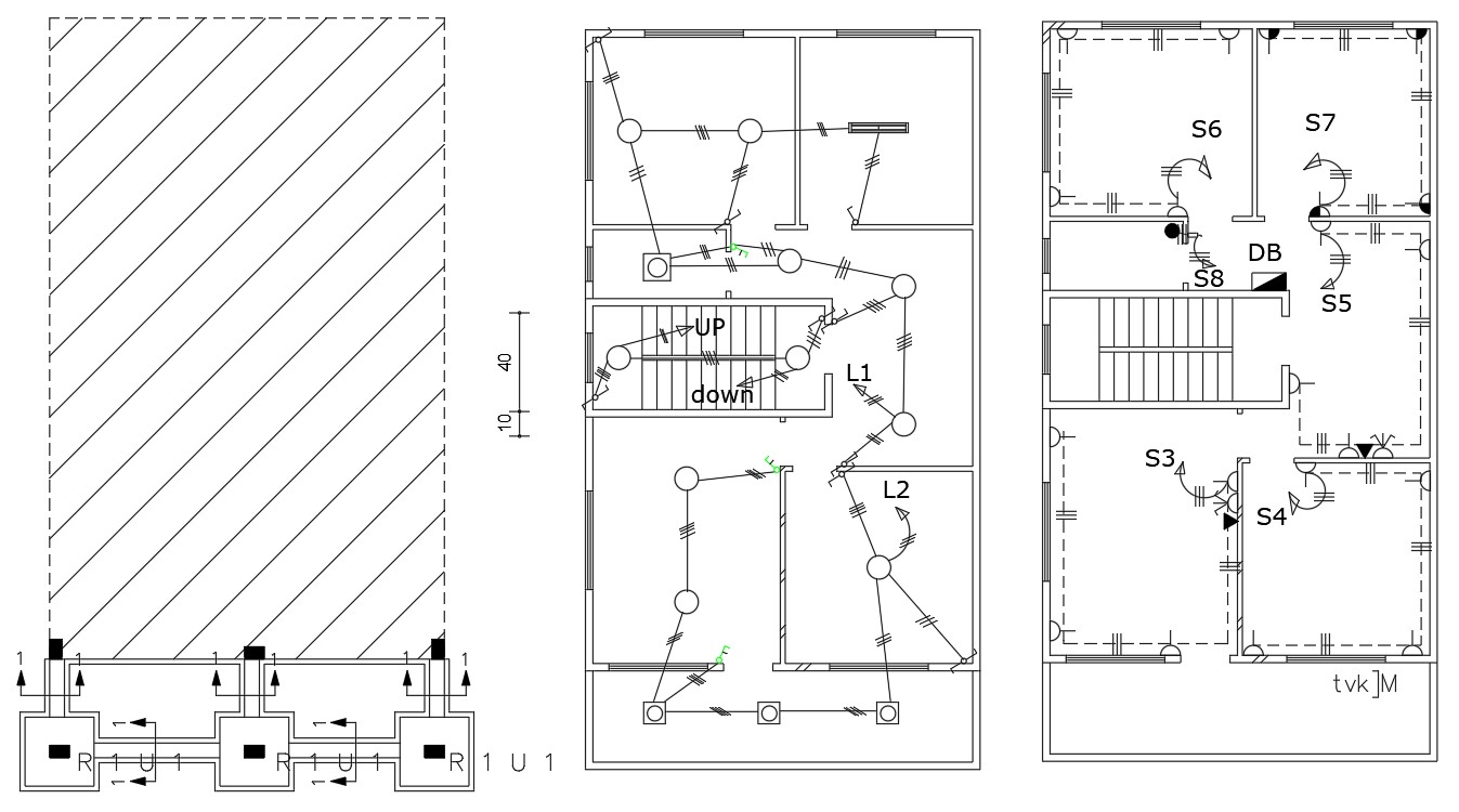 Electrical Plan Of House Building Design And Column Marking DWG - Cadbull