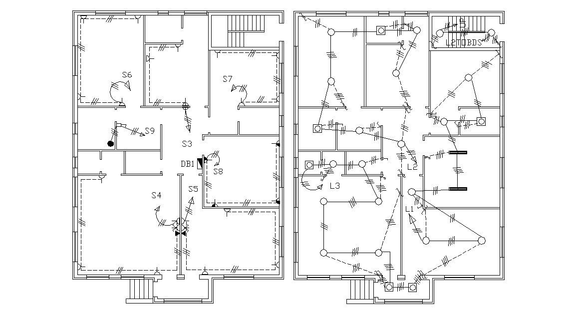 Electrical Layout Plan Of Huge Bungalow Design CAD Drawing - Cadbull