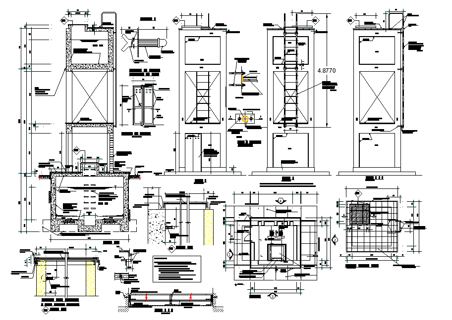 Elevated tank plan and section layout file - Cadbull