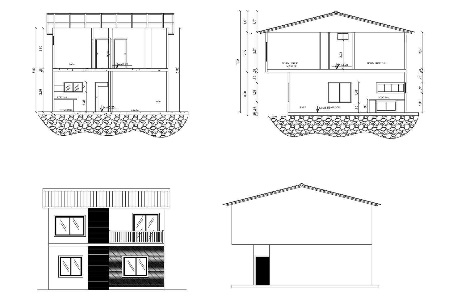 2 storey house elevation drawings in AutoCAD file - Cadbull