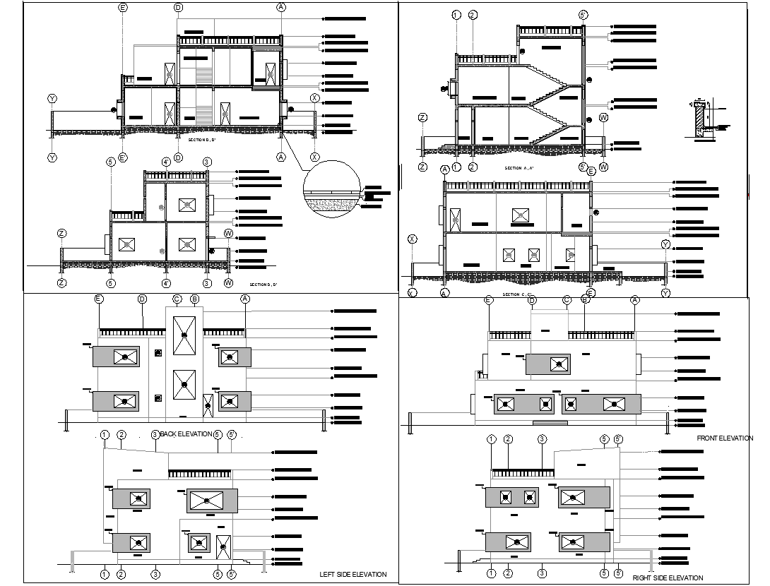  Elevation  and section view detail of house  detail dwg  file  