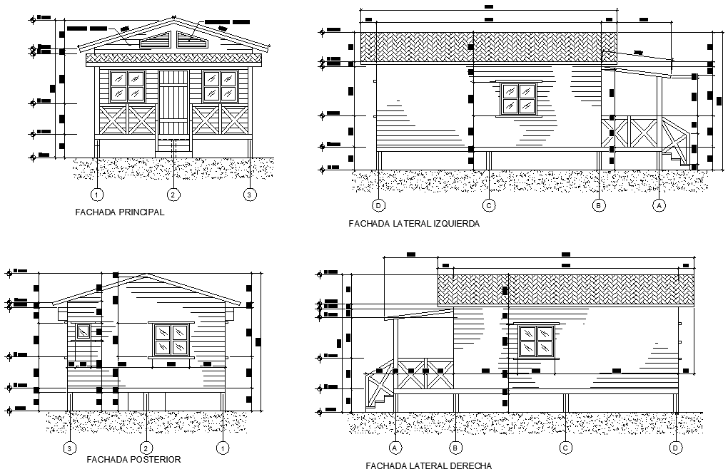  Elevation  cabin in wood plan  detail autocad  file Cadbull