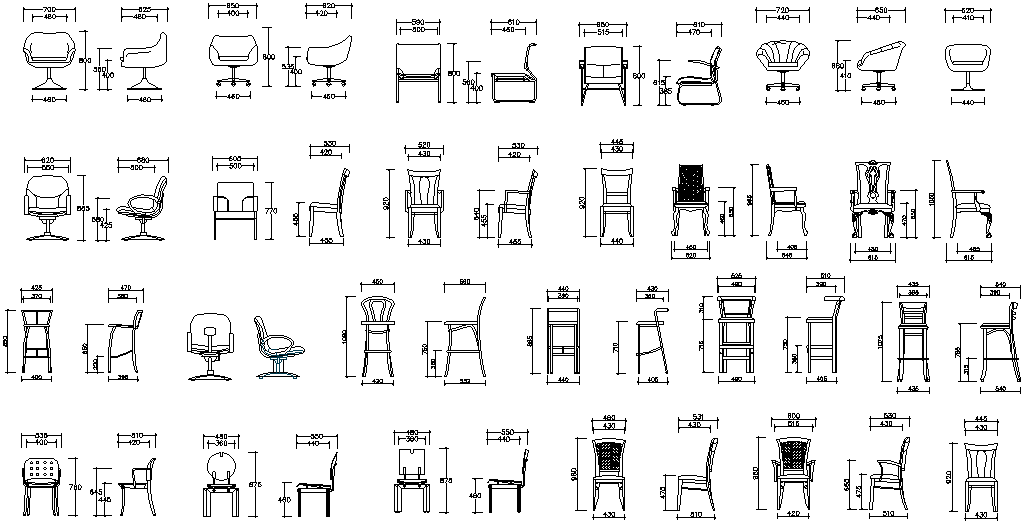 Free Office Chair Elevation In Autocad Drawings Cadbull