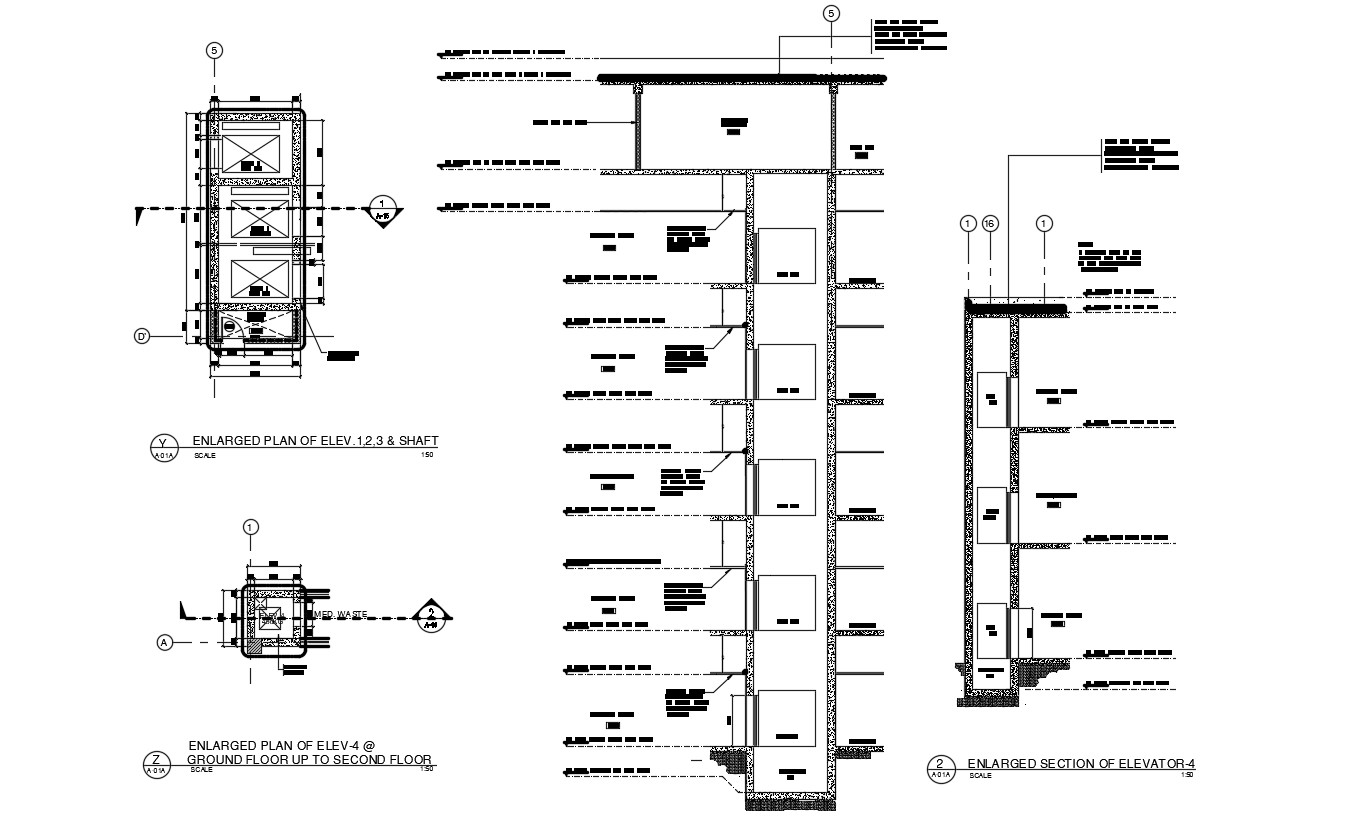 Elevator Plan and Section Design AutoCAD File - Cadbull