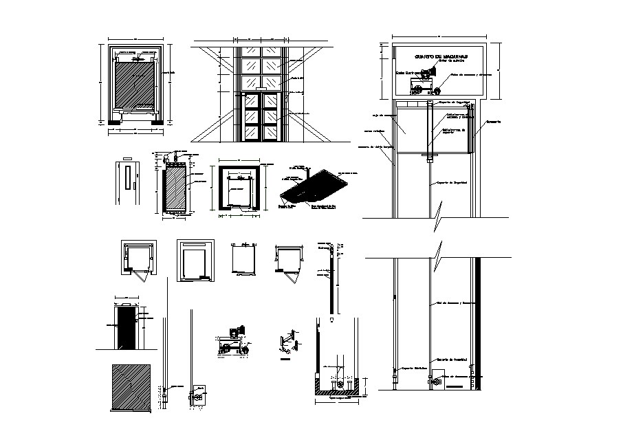 Elevator section, plan and installation auto-cad details dwg file - Cadbull