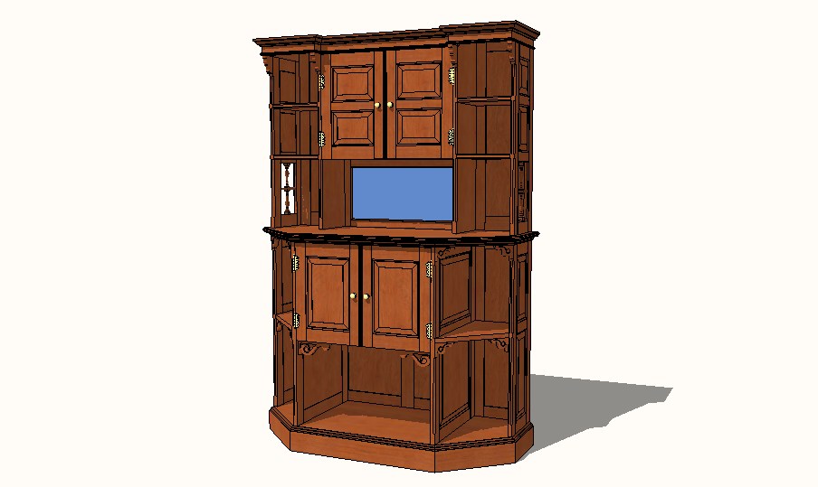 English Arts And Craft Cabinet 3d Block Cad Drawing Details Skp