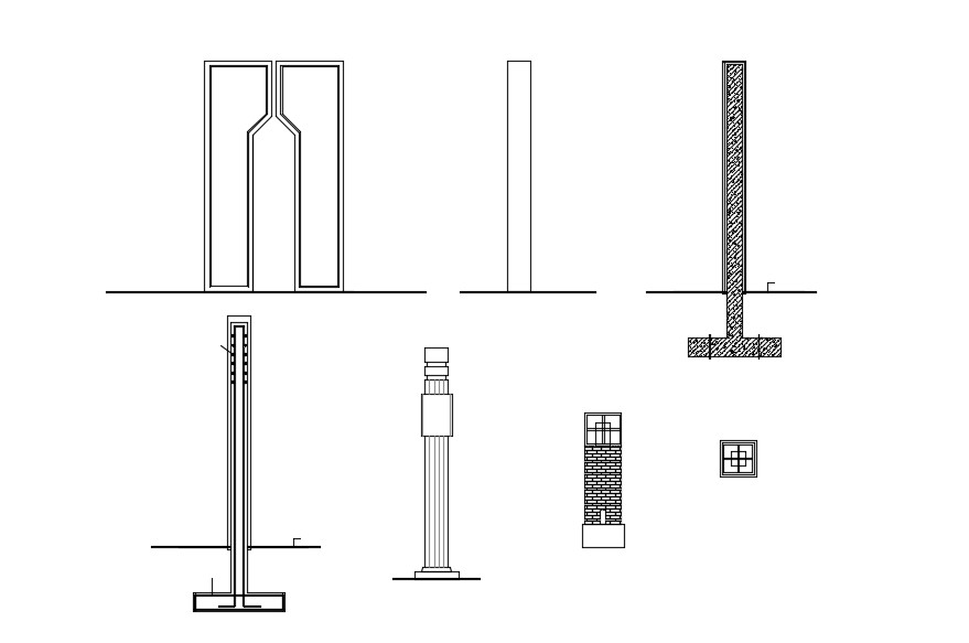 Ethic Column Elevation Design CAD Drawing - Cadbull