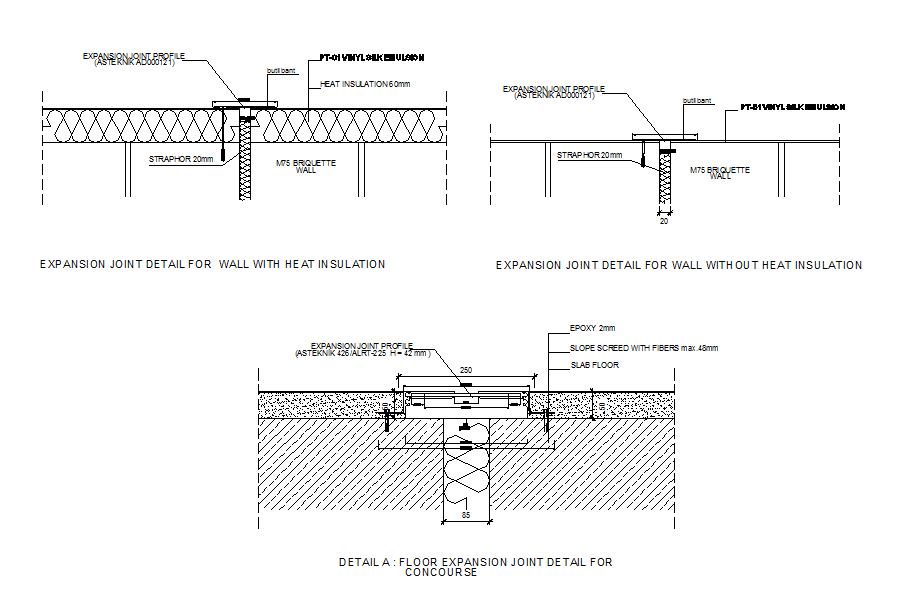 Expansion joint detail for concourse dwg file Cadbull