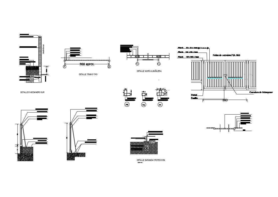 Exterior grill, gate elevation, fence and structure details dwg file ...