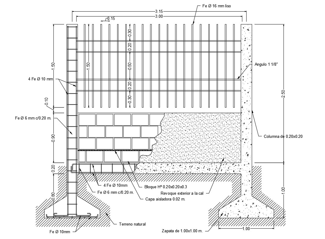 Fence section and construction details with footing dwg ... electrical plan terminology 