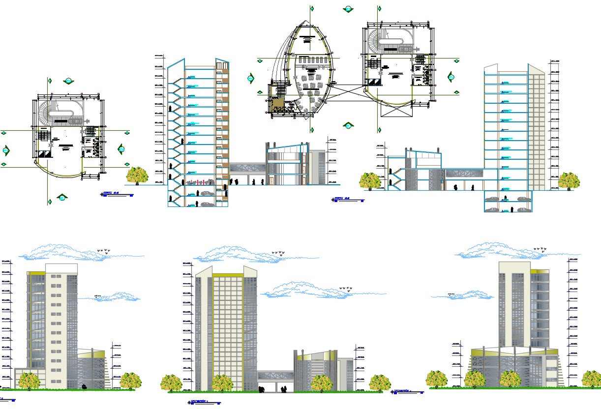 Corporate Office Building Floor Planelevation And Section View Dwg Images And Photos Finder