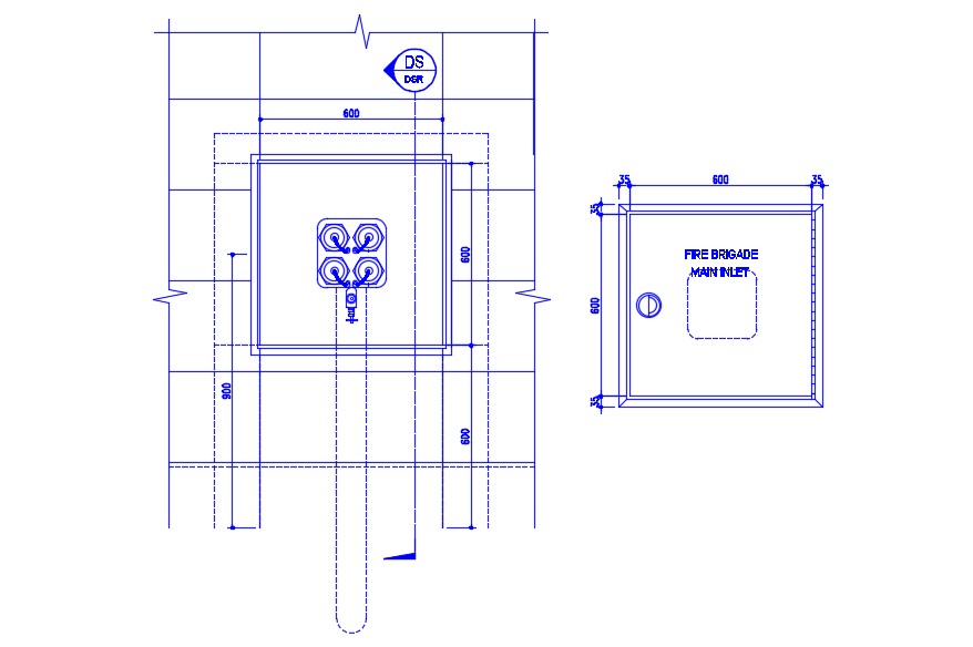 Fire Brigade Main Inlet Connection Autocad Drawing Cadbull 4103