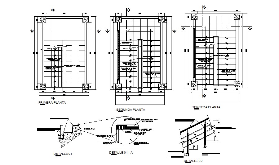 First, second and terrace floor framing plan details dwg 