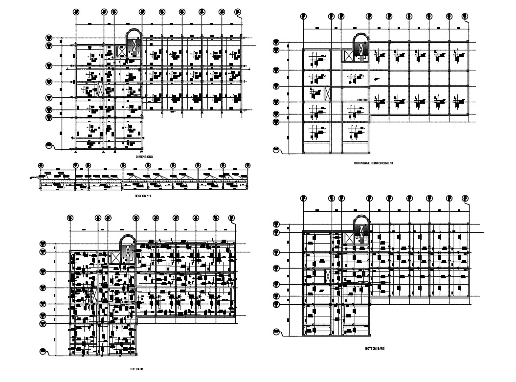 First floor slab zone and reinforced beam details dwg file - Cadbull